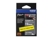 Brother TZe-FX631 - Svart på gult - Rulle (1,2 cm x 8 m) 1 kassett(er) flexibel ID-tejp - för Brother PT-D210, D600, H110; P-Touch PT-1005, D200, D410, D450, D460, D610, E550, P300 TZEFX631