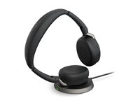 Jabra Evolve2 65 Flex UC Stereo - Headset - på örat - Bluetooth - trådlös - aktiv brusradering - USB-A - svart - med trådlös laddningsplatta - Optimerad för UC 26699-989-989