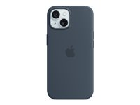 Apple - Baksidesskydd för mobiltelefon - MagSafe-kompatibilitet - silikon - stormblå - för iPhone 15 MXPF3ZM/A