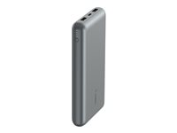 Belkin BoostCharge - Strömförsörjningsbank - 20000 mAh - 15 Watt - 3 A - 3 utdatakontakter (2 x USB, 24 pin USB-C) - på kabel: USB-C - rymdgrå BPB012BTGY