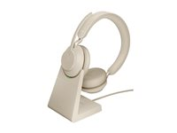 Jabra Evolve2 65 UC Stereo - Headset - på örat - Bluetooth - trådlös - USB-C - ljudisolerande - beige 26599-989-898