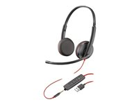 Poly Blackwire C3225 - Blackwire 3200 Series - headset - på örat - kabelansluten - 3,5 mm kontakt - svart - Skype-certifierat, Cisco Jabber-certifierad, Avaya-certifierad 7S4M7AA
