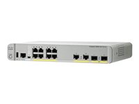 Cisco Catalyst 3560CX-8TC-S - Switch - Administrerad - 8 x 10/100/1000 + 2 x kombinations-Gigabit SFP - skrivbordsmodell, rackmonterbar, DIN-skenmonterbar, väggmonterbar WS-C3560CX-8TC-S