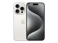 Apple iPhone 15 Pro - 5G smartphone - dual-SIM / Internminne 1 TB - OLED-skärm - 6.1" - 2556 x 1179 pixlar (120 Hz) - 3 st. bakre kameror 48 MP, 12 MP, 12 MP - front camera 12 MP - vitt titan MTVD3QN/A