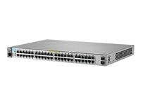 HPE Aruba 2530-48G-PoE+-2SFP+ - Switch - Administrerad - 48 x 10/100/1000 (PoE+) + 2 x 10 Gigabit Ethernet / 1 Gigabit Ethernet SFP+ - skrivbordsmodell, rackmonterbar, väggmonterbar - PoE+ (382 W) J9853A#ABB