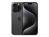 Apple iPhone 15 Pro - 5G smartphone - dual-SIM / Internminne 256 GB - OLED-skärm - 6.1" - 2556 x 1179 pixlar (120 Hz) - 3 st. bakre kameror 48 MP, 12 MP, 12 MP - front camera 12 MP - svart titan MTV13QN/A