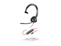 HP Poly Blackwire 3310 - Blackwire 3300 series - headset - på örat - kabelansluten - USB-C - svart 767F8AA