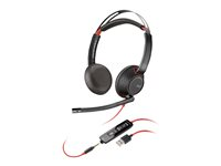 Poly Blackwire C5220 - Blackwire 5200 series - headset - på örat - kabelansluten - USB-A, 3,5 mm kontakt - svart - Certifierad för Microsoft-teams, Certifierad för Skype for Buisness, Certifierad för Zoom Rooms, Cisco Jabber-certifierad, Avaya-certifierad 80R97A6