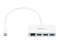 StarTech.com USB-C-hubb med 3 portar och Gigabit Ethernet - USB-C till 3x USB-A - USB 3.0-hubb - vit - Hubb - 3 x SuperSpeed USB 3.0 + 1 x 10/100/1000 HB30C3A1GEA
