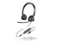 HP Poly Blackwire 3325 - Blackwire 3300 series - headset - på örat - kabelansluten - 3,5 mm kontakt, USB-A - svart 76J20AA